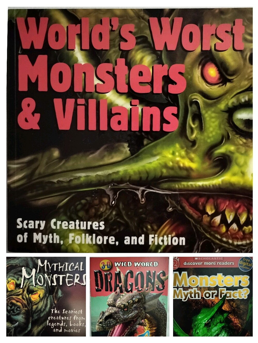 Mythical Monsters And Creatures, Dragons, Scholastic 4 Book Paperback Bundle
